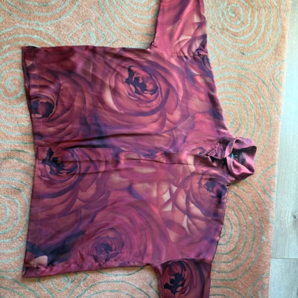 Eskandar 100% Silk Wide button Down Blouse - Picture 6 of 6